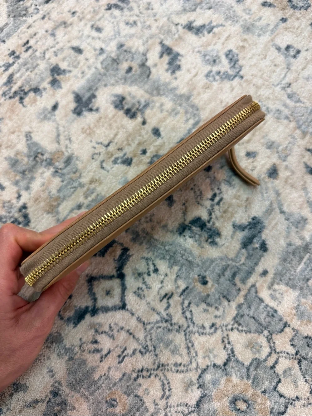 FEED Cognac Caramel Brown Leather Zip Wallet Clutch
